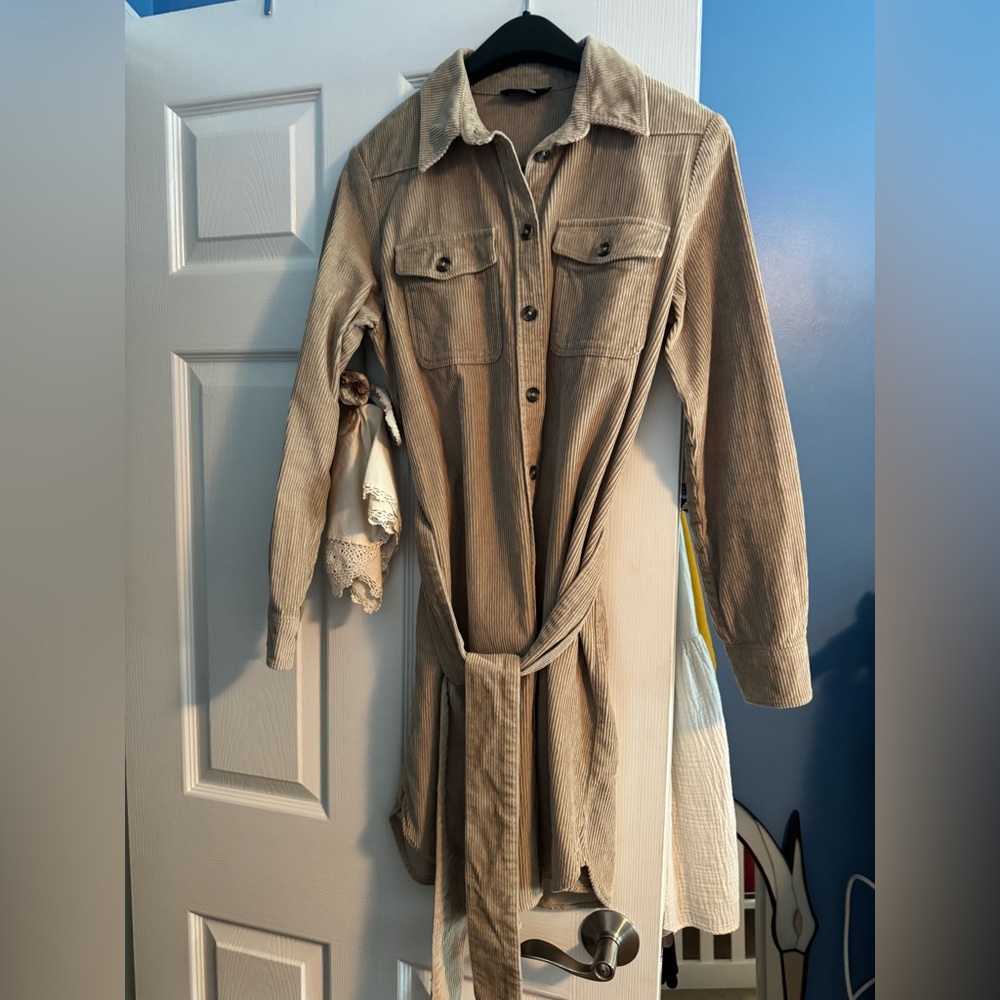 Tan Corduroy Belted Jacket